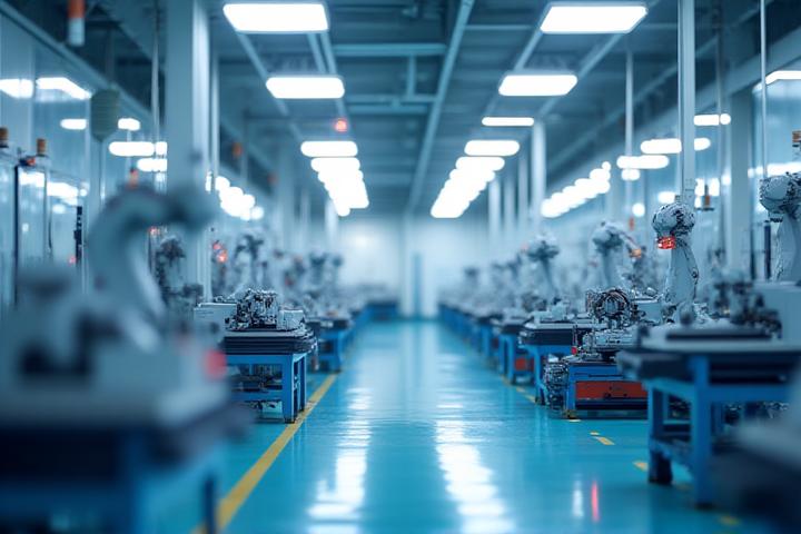 近代的な設備が整った製造業の工場風景