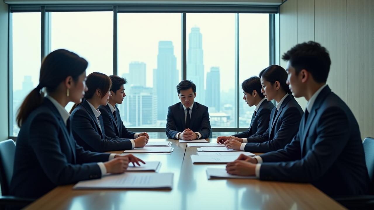 弁護士チームの肖像画：国際的なビジネス環境での経験を示すオフィス風景でプロフェッショナルな雰囲気