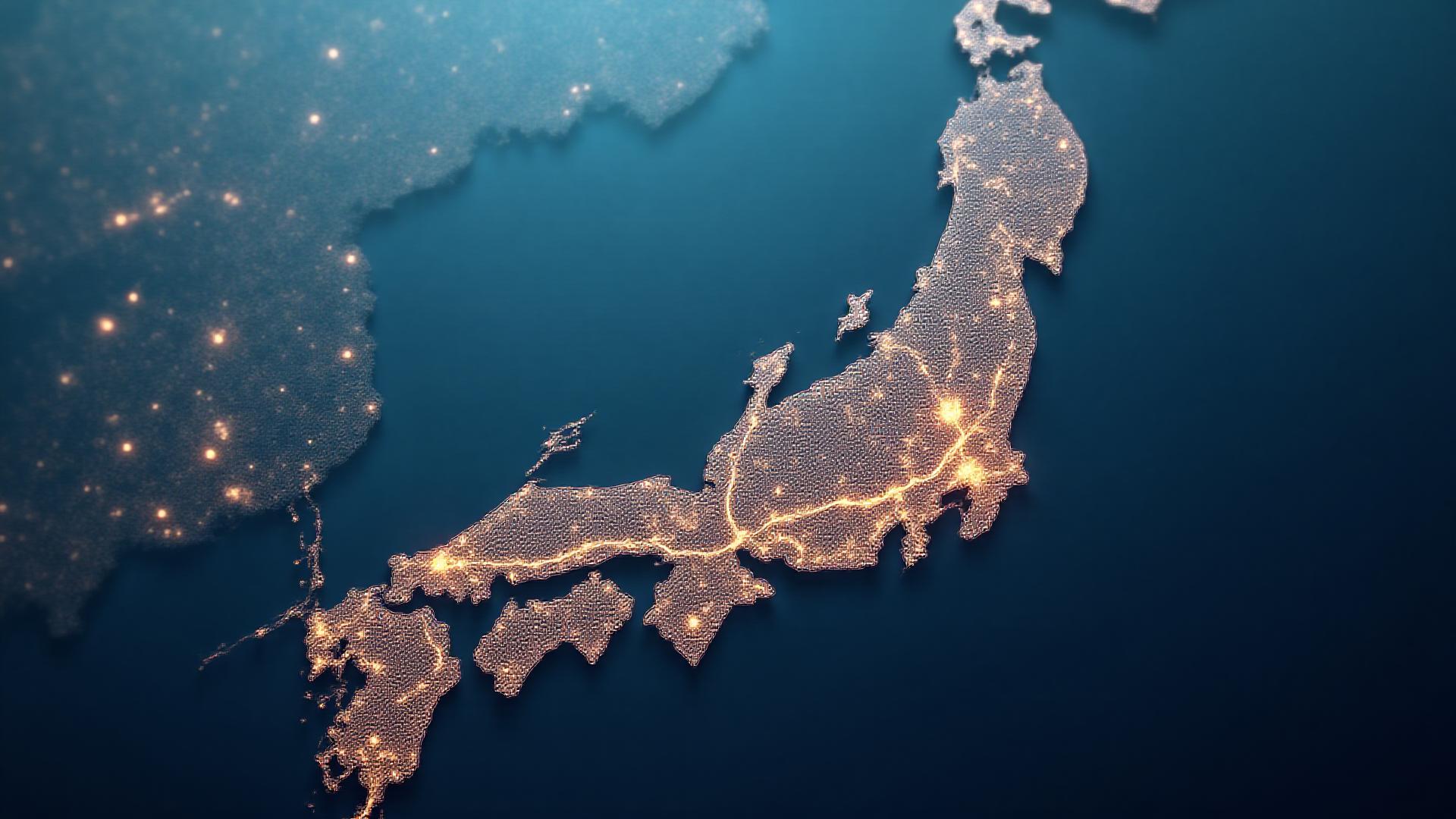 日本の主要都市がハイライトされた地図、市場参入の機会と複雑さを象徴
